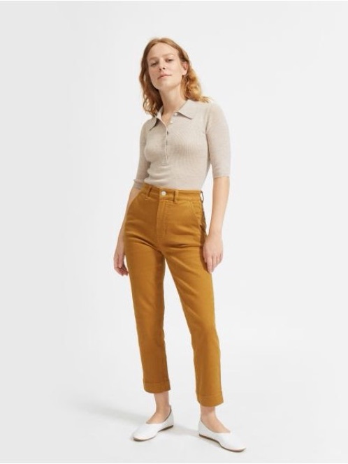 Everlane Slime Leg Crop Pant In Brass
